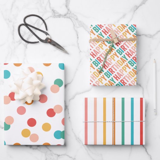 Colorful Rainbow Birthday Inpakpapier Vel (Voorkant)