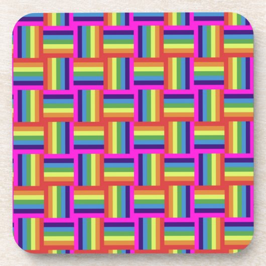 Colorful Rainbow Block Patroon Bier Onderzetter (Voorkant)