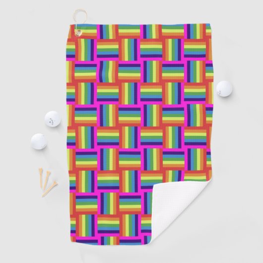 Colorful Rainbow Block Patroon Golfhanddoek (Insitu)
