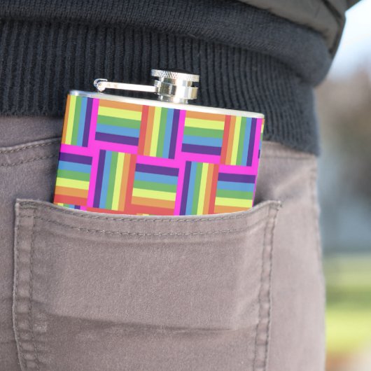 Colorful Rainbow Block Patroon Heupfles (Voorbeeld)