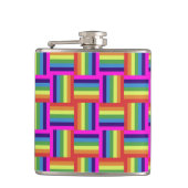 Colorful Rainbow Block Patroon Heupfles (Voorkant)