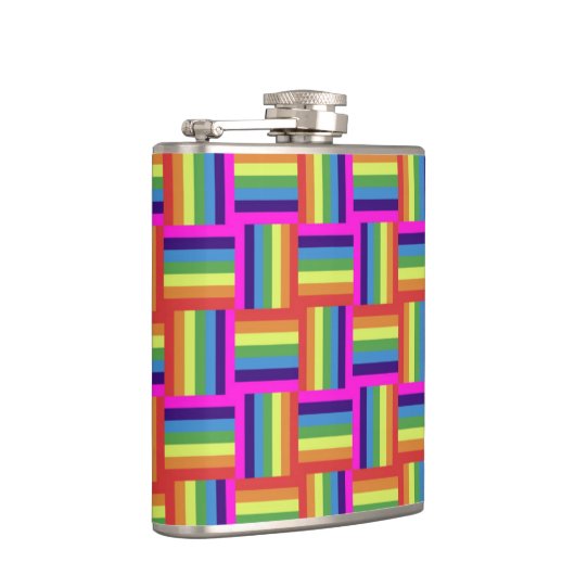 Colorful Rainbow Block Patroon Heupfles (Rechts)