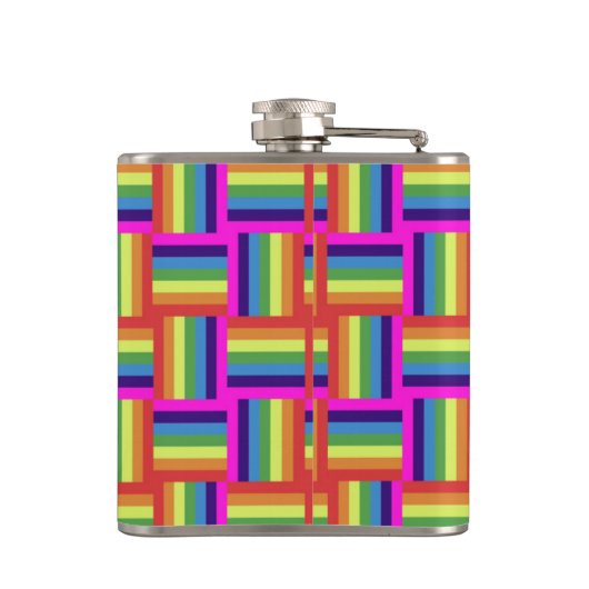 Colorful Rainbow Block Patroon Heupfles (Achterkant)