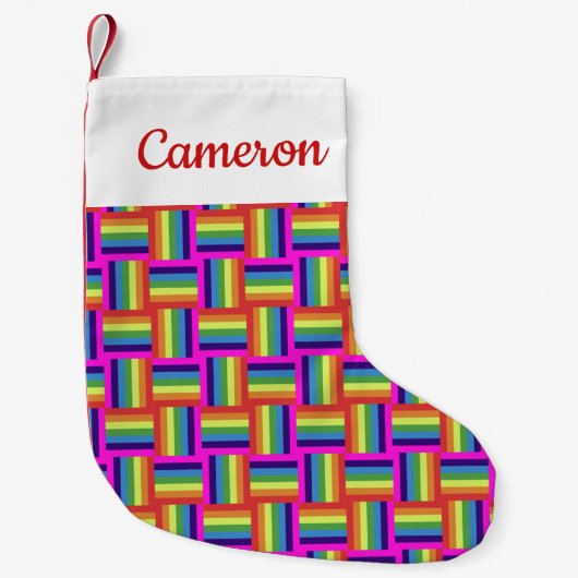 Colorful Rainbow Block Patroon Kleine Kerstsok (Voorkant)