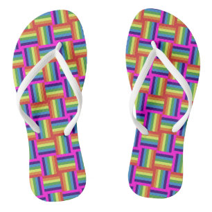 Colorful Rainbow Block Patroon Teenslippers