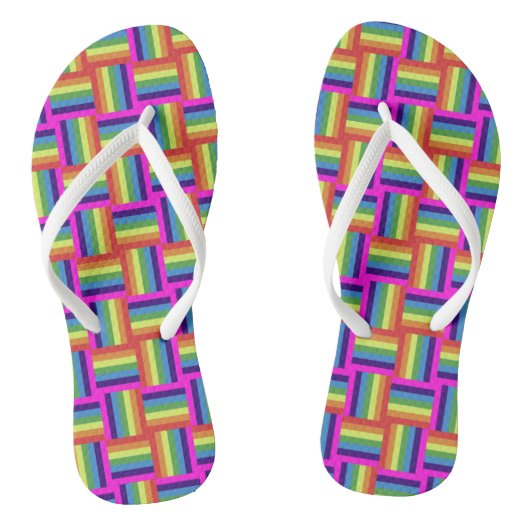 Colorful Rainbow Block Patroon Teenslippers (Voetbed)