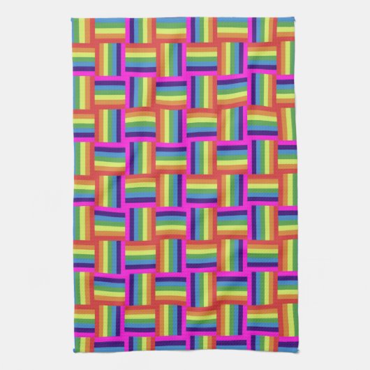 Colorful Rainbow Block Patroon Theedoek (Verticaal)