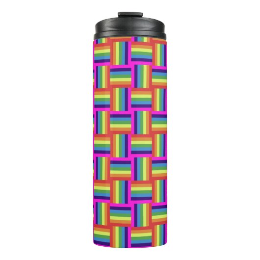 Colorful Rainbow Block Patroon Thermosbeker (Voorkant)