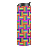 Colorful Rainbow Block Patroon Thermosbeker (Gedraaid links)