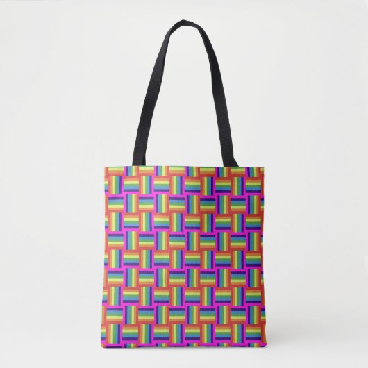 Colorful Rainbow Block Patroon Tote Bag (Voorkant)