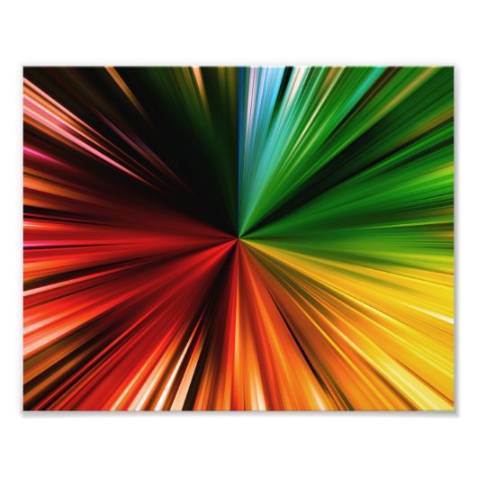 Colorful Rainbow Burst Abstract digitaal kunstontw Foto Afdruk (Voorkant)