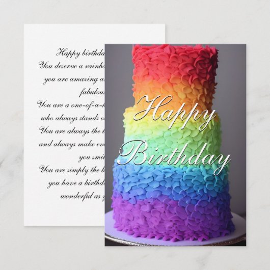 Colorful Rainbow Cake Birthday Kaart (Voorkant / Achterkant)
