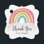Colorful Rainbow Calligraphy Kids Birthday Bedankjes Labels<br><div class="desc">Kleurrijke regenboogkalligrafie Kinderen van Birthday vindt u een handgetekende regenboog in tinten roze,  oranje,  gele en turquoise en een trendy kalligrafienaam.</div>