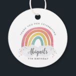 Colorful Rainbow Calligraphy Kids Birthday Bedankjes Labels<br><div class="desc">Kleurrijke Rainbow Calligraphy Kids Birthday Favor Tags hebben een handgetekende regenboog in tinten van roze,  sinaasappel,  geel en turquoise en een trendy kalligrafie naam.</div>
