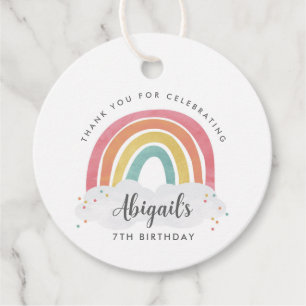 Colorful Rainbow Calligraphy Kids Birthday Bedankjes Labels