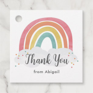 Colorful Rainbow Calligraphy Kids Birthday Bedankjes Labels