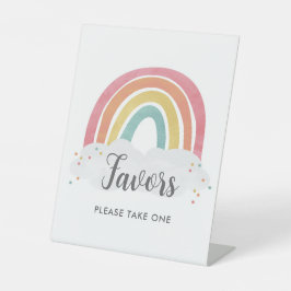 Colorful Rainbow Calligraphy Kids Birthday Favor Reclamebord Met Voetstuk