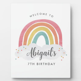 Colorful Rainbow Calligraphy Kids Birthday Fotoplaat