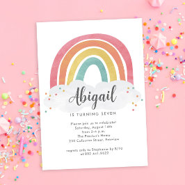 Colorful Rainbow Calligraphy Kids Birthday Kaart