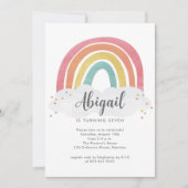 Colorful Rainbow Calligraphy Kids Birthday Kaart (Voorkant)