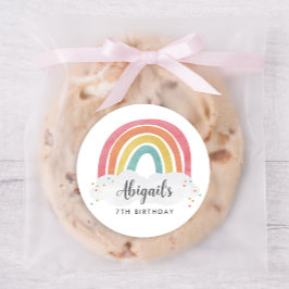 Colorful Rainbow Calligraphy Kids Birthday Ronde Sticker