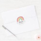 Colorful Rainbow Calligraphy Kids Birthday Ronde Sticker (Envelop)