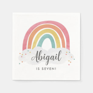 Colorful Rainbow Calligraphy Kids Birthday Servet