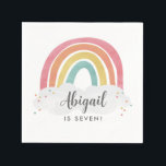 Colorful Rainbow Calligraphy Kids Birthday Servet<br><div class="desc">Kleurrijke regenboogkalligrafie Kinderen van Birthday-luiers hebben een handgetekende regenboog in tinten roze,  oranje,  gele en turquoise en een trendy kalligrafie-naam.</div>