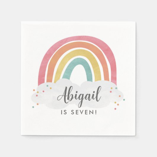 Colorful Rainbow Calligraphy Kids Birthday Servet (Voorkant)