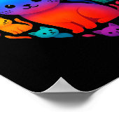 Colorful Rainbow Cats Heart Valentines Day Cat Gra Poster (Hoek)