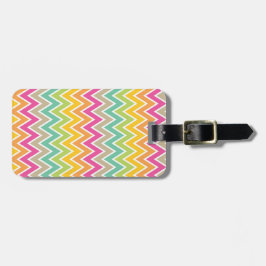Colorful Rainbow Chevron Pattern Bagagelabel