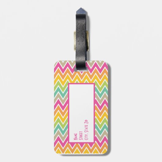 Colorful Rainbow Chevron Pattern Bagagelabel (Achterkant verticaal)