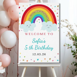 Colorful Rainbow Clouds Kids Birthday Welcome 