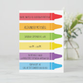Colorful Rainbow Colour Crayons Birthday Party Kaart (Staand voorkant)