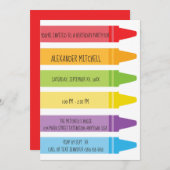 Colorful Rainbow Colour Crayons Birthday Party Kaart (Voorkant / Achterkant)