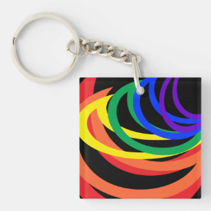 Colorful Rainbow Crescent Moon Acrylische Sleutelh Sleutelhanger