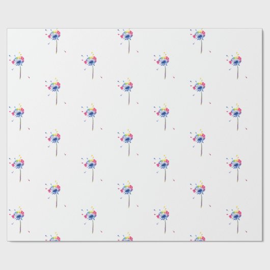 Colorful Rainbow Dandelion Cadeaupapier (Vlak)