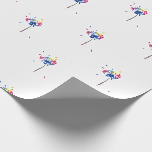 Colorful Rainbow Dandelion Cadeaupapier (Hoek)