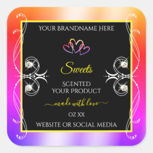 Colorful Rainbow Decor Jewels Black Product Labels
