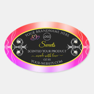 Colorful Rainbow Decor Jewels Logo Label en Black