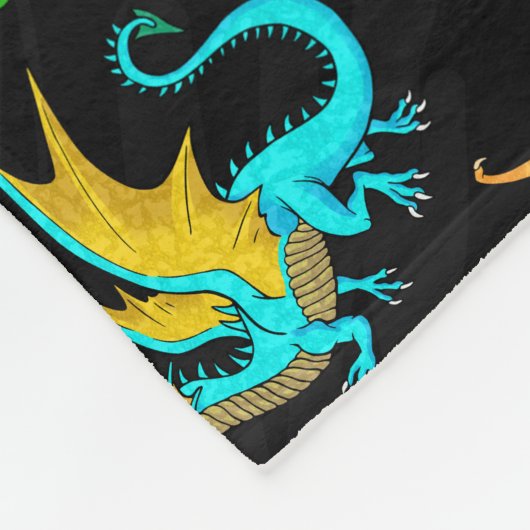 Colorful Rainbow Dragons School Fleece Deken (Hoek)