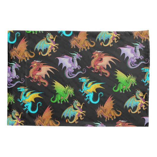 Colorful Rainbow Dragons School Kussensloop (Achterkant)