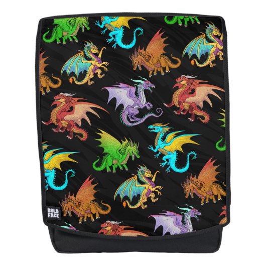 Colorful Rainbow Dragons School Rugtassen (Voorkant)