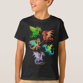 Colorful Rainbow Dragons School T-shirt