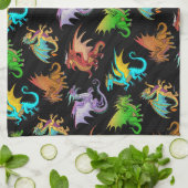 Colorful Rainbow Dragons School Theedoek (Gevouwen)