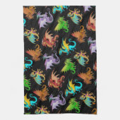 Colorful Rainbow Dragons School Theedoek (Verticaal)