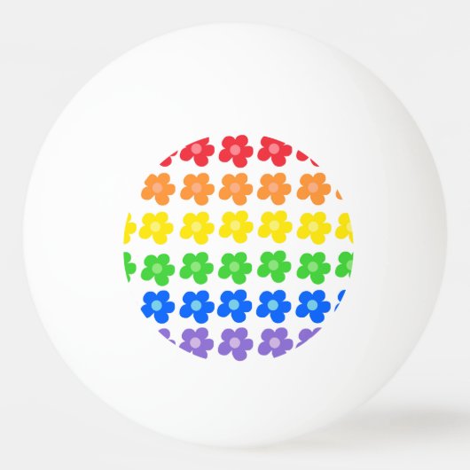 Colorful Rainbow Flowers Pingpongbal (Voorkant)