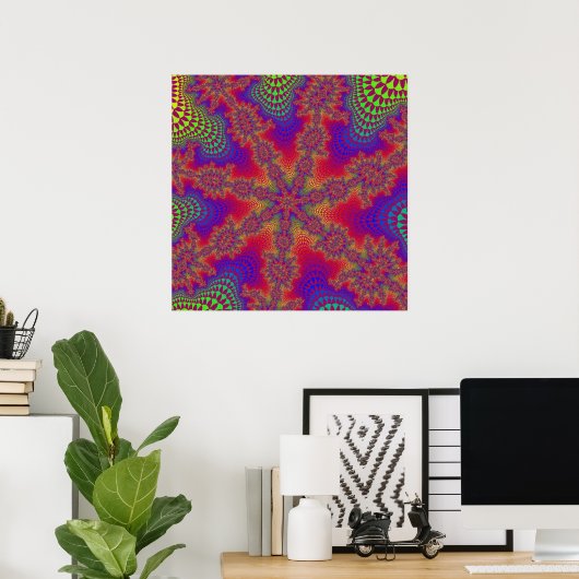 Colorful Rainbow Fractal Poster (Thuiskantoor)