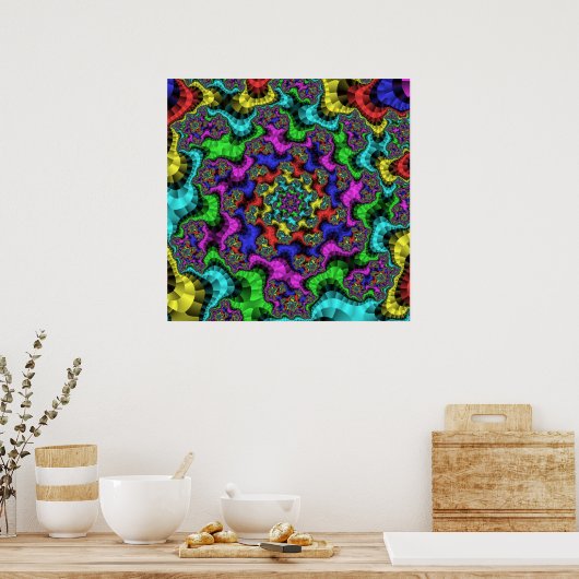 Colorful Rainbow Fractal Poster (Keuken)