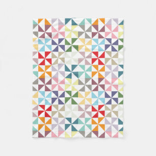 Colorful Rainbow Geometric Pinwheels Fleece Deken